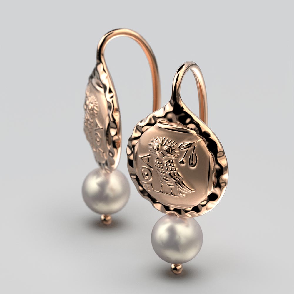 Owl of Athena Gold Coin Earrings - Oltremare Gioielli
