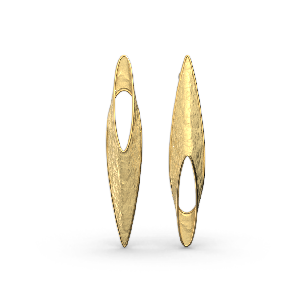 Long Asymmetrical Gold Earrings - Oltremare Gioielli