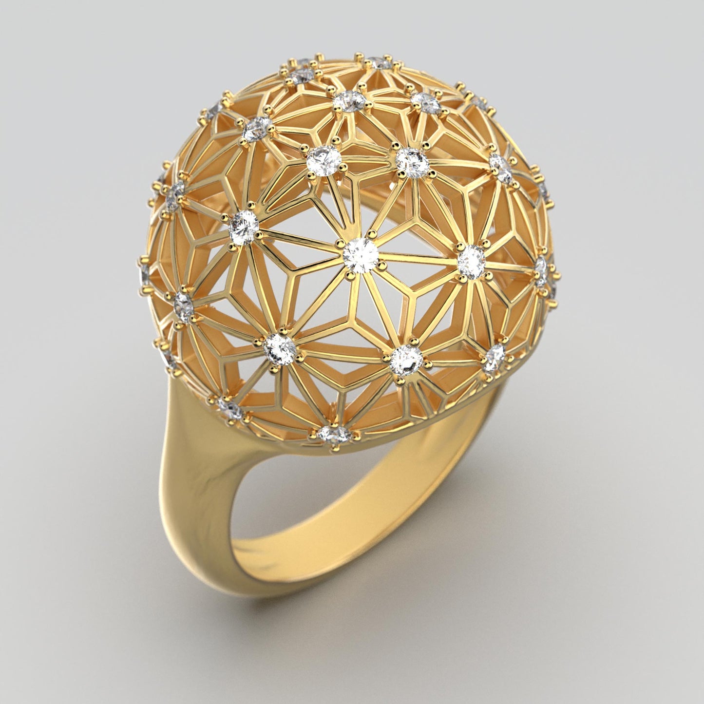 Ball Ring With Diamonds Sashiko Pattern