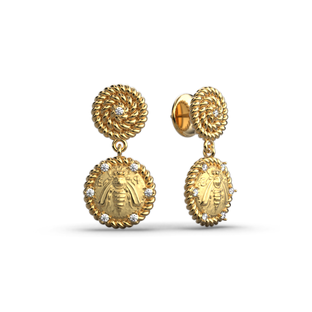 Diamond Earrings in Ancient Greek Style - Oltremare Gioielli