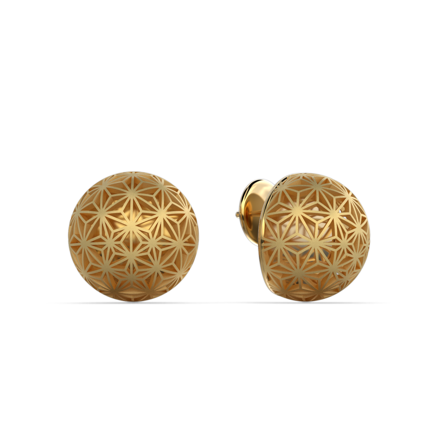 Sashiko Pattern Gold Stud Earrings Made in Italy by Oltremare Gioielli