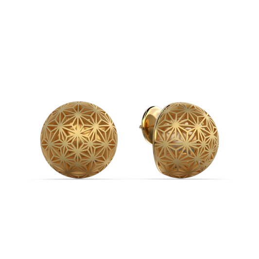 Sashiko Pattern Gold Stud Earrings Made in Italy by Oltremare Gioielli