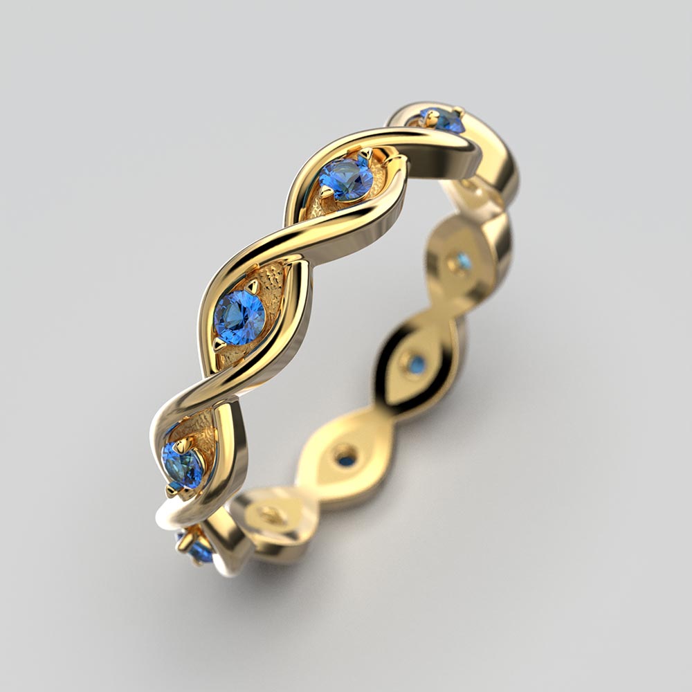 Eternity-Goldring mit blauem Saphir