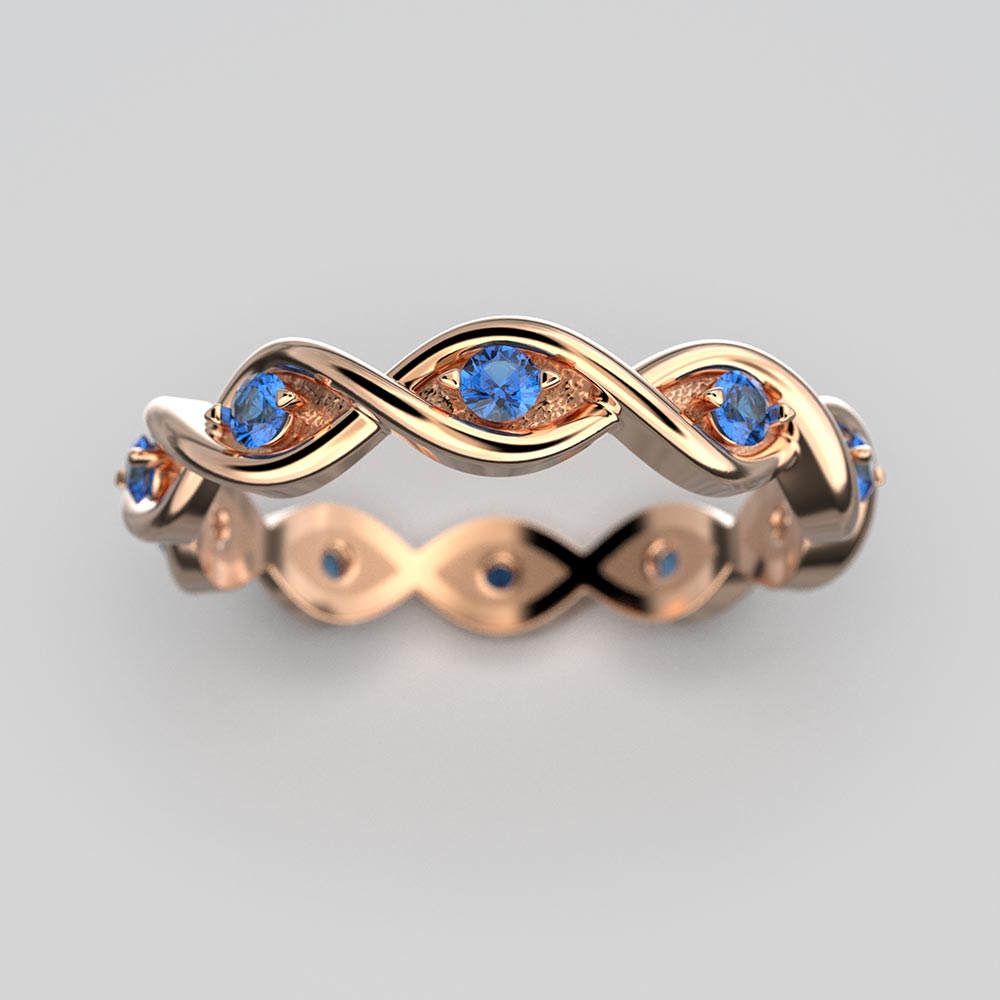 Eternity-Goldring mit blauem Saphir