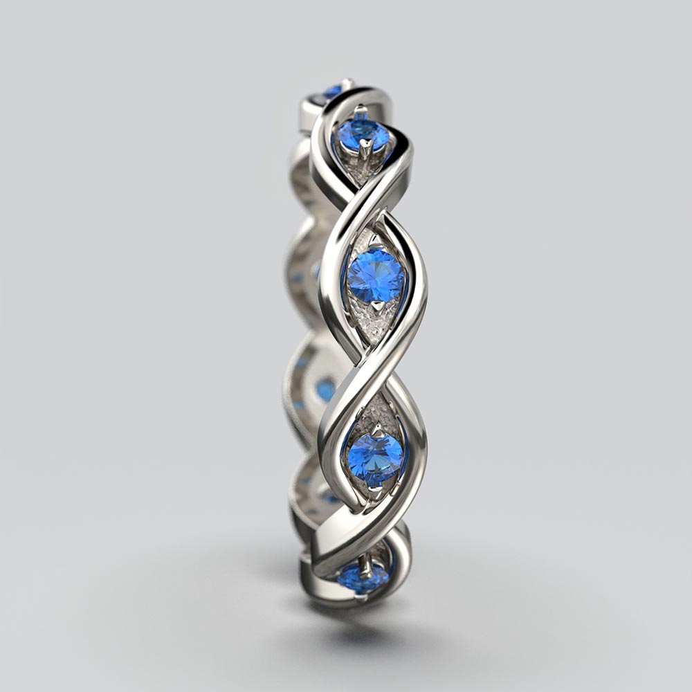 Eternity-Goldring mit blauem Saphir