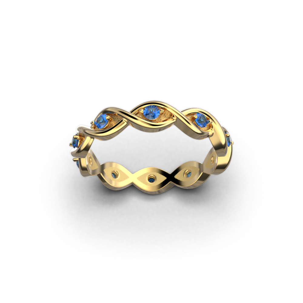 Eternity-Goldring mit blauem Saphir