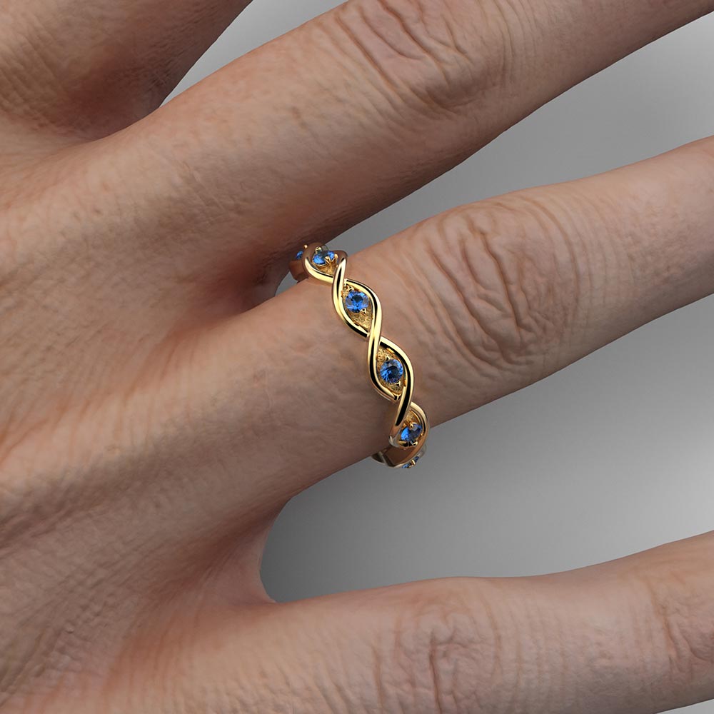 Eternity-Goldring mit blauem Saphir