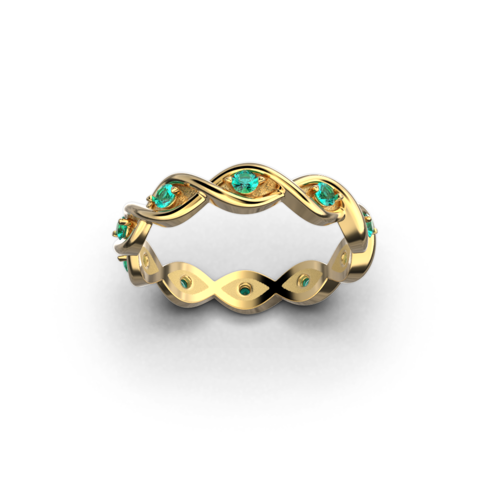 Emerald Eternity Gold Band Made in Italy in 14k or 18k By Oltremare Gioielli