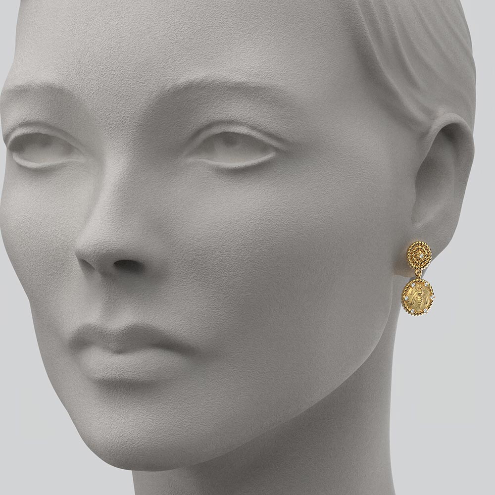 Diamond Earrings in Ancient Greek Style - Oltremare Gioielli