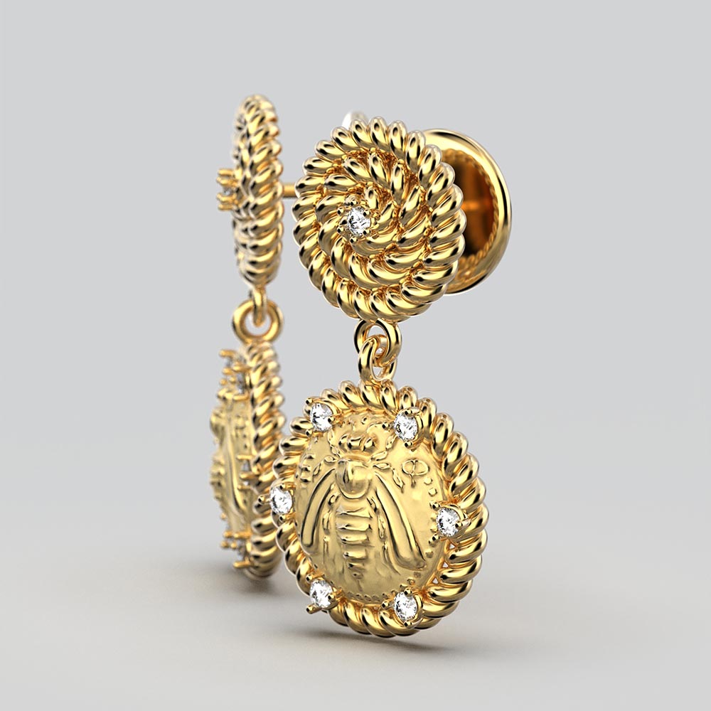 Diamond Earrings in Ancient Greek Style - Oltremare Gioielli