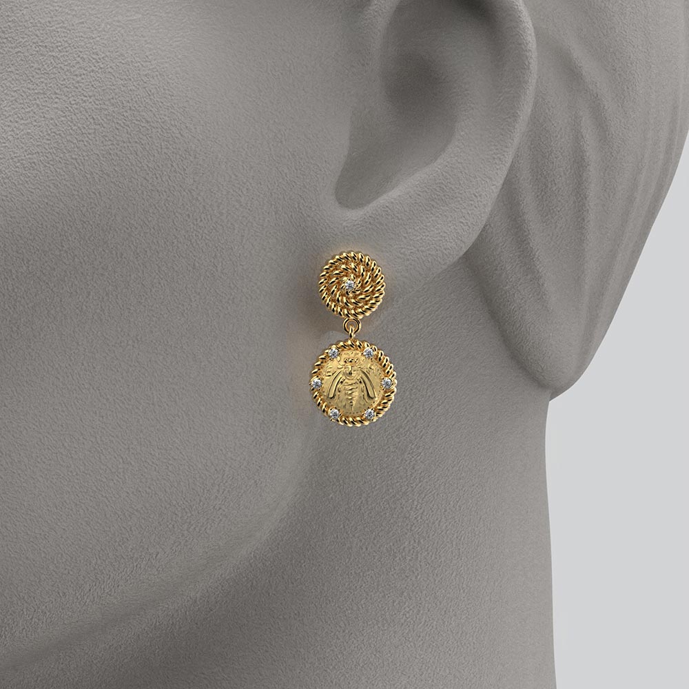 Diamond Earrings in Ancient Greek Style - Oltremare Gioielli