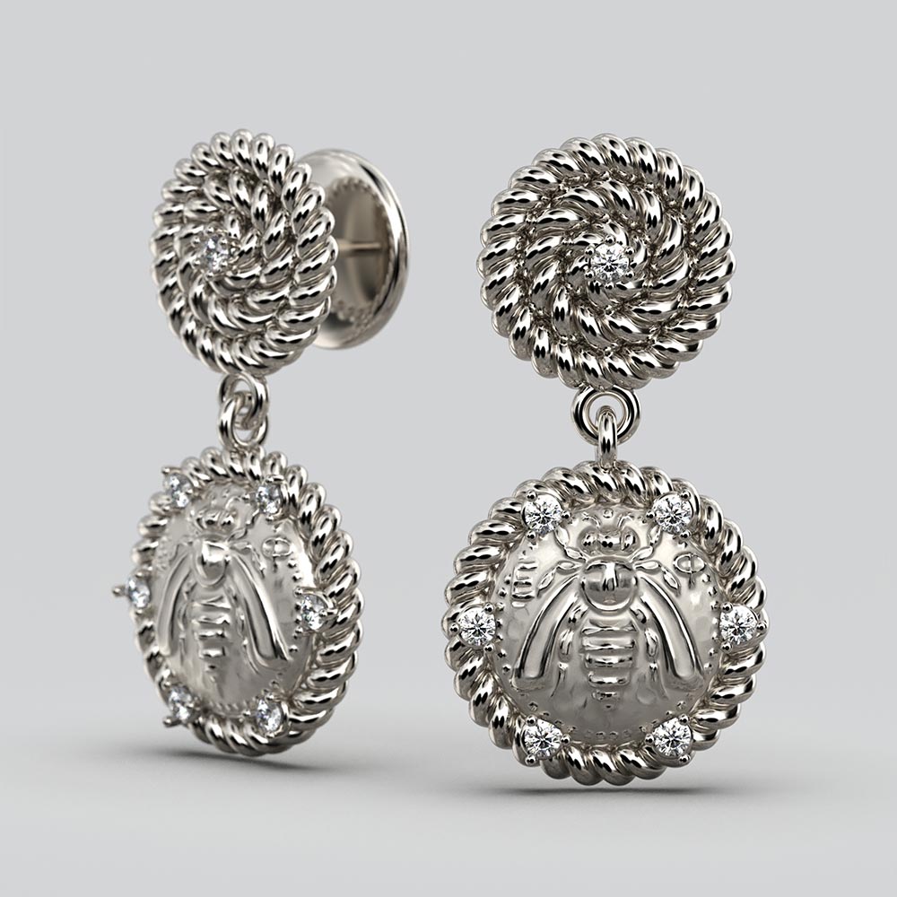 Diamond Earrings in Ancient Greek Style - Oltremare Gioielli