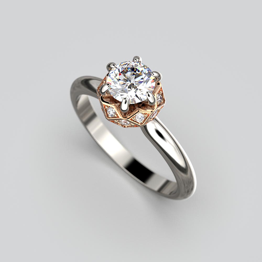 Natural Diamond Engagement Ring Made in Italy