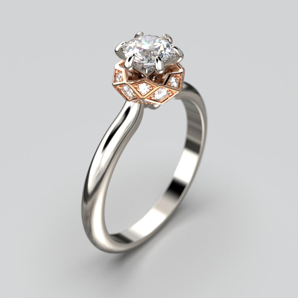 Natural Diamond Engagement Ring Made in Italy