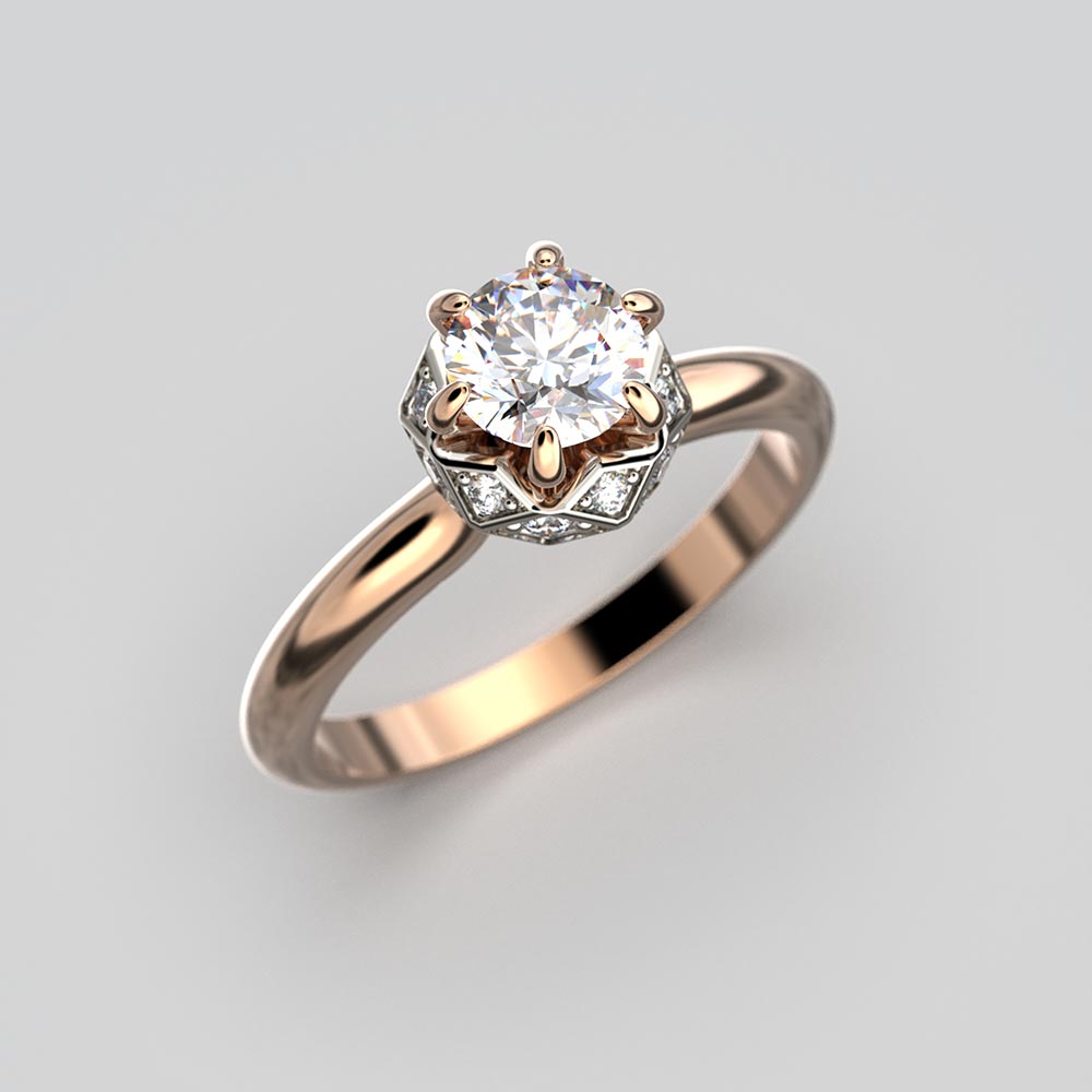 Natural Diamond Engagement Ring Made in Italy