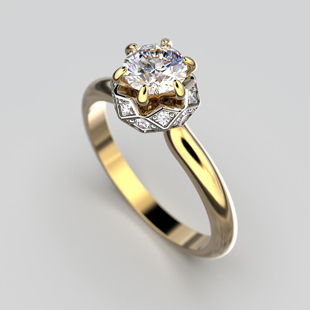 Natural Diamond Engagement Ring Made in Italy