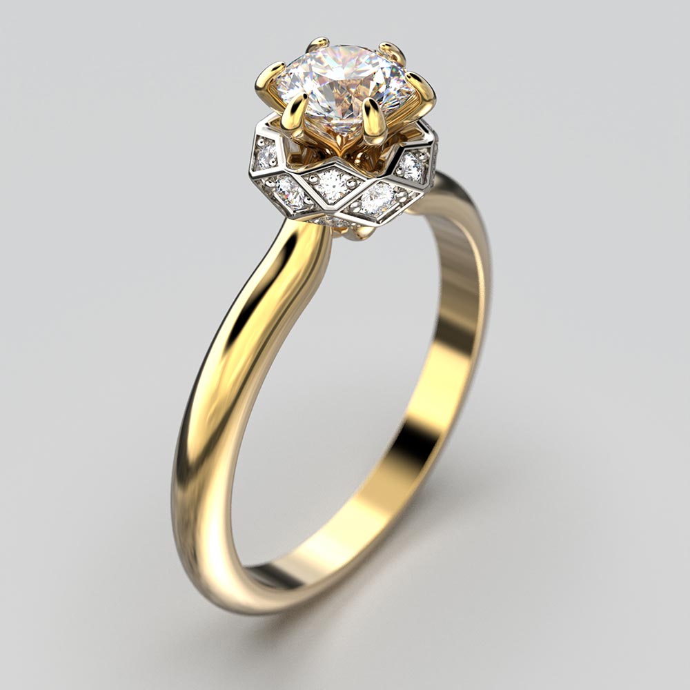 Natural Diamond Engagement Ring Made in Italy