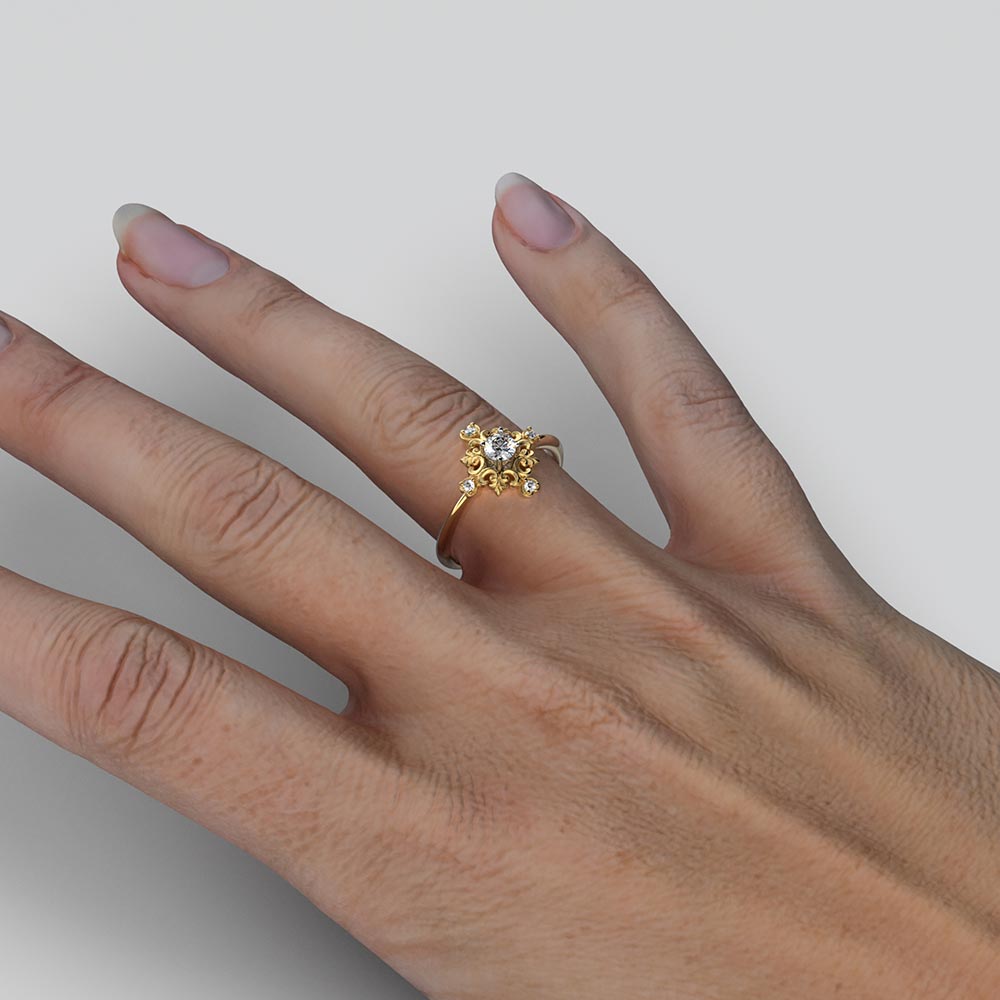 Italian Diamond Engagement Ring in Baroque Style