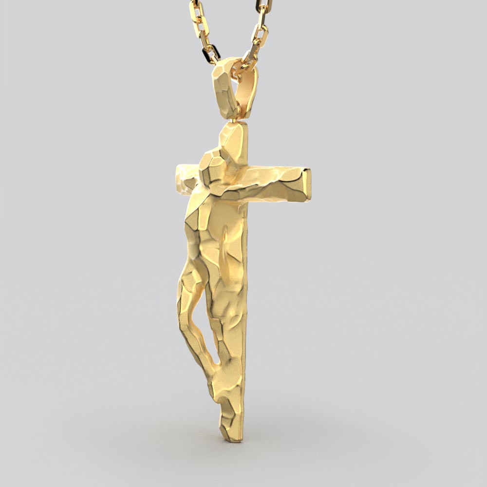 Italian Gold Cross Pendant Necklace - Oltremare Gioielli