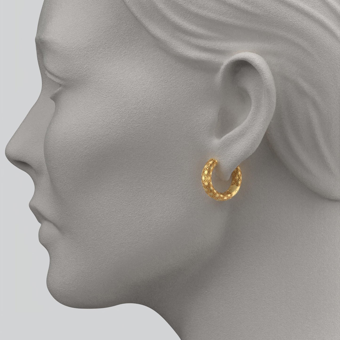 Japanese Patter Gold Hoop Earrings
