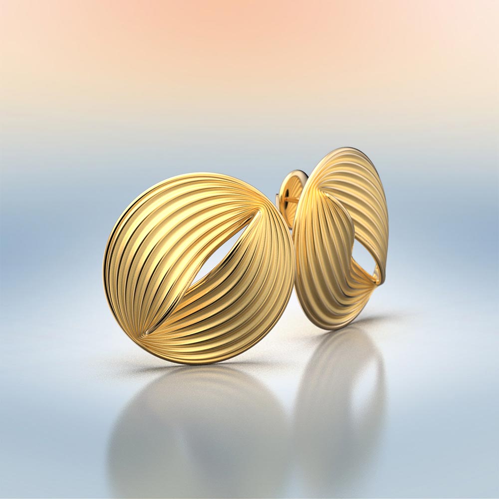Modern Round Stud Earrings Made in Italy - Oltremare Gioielli