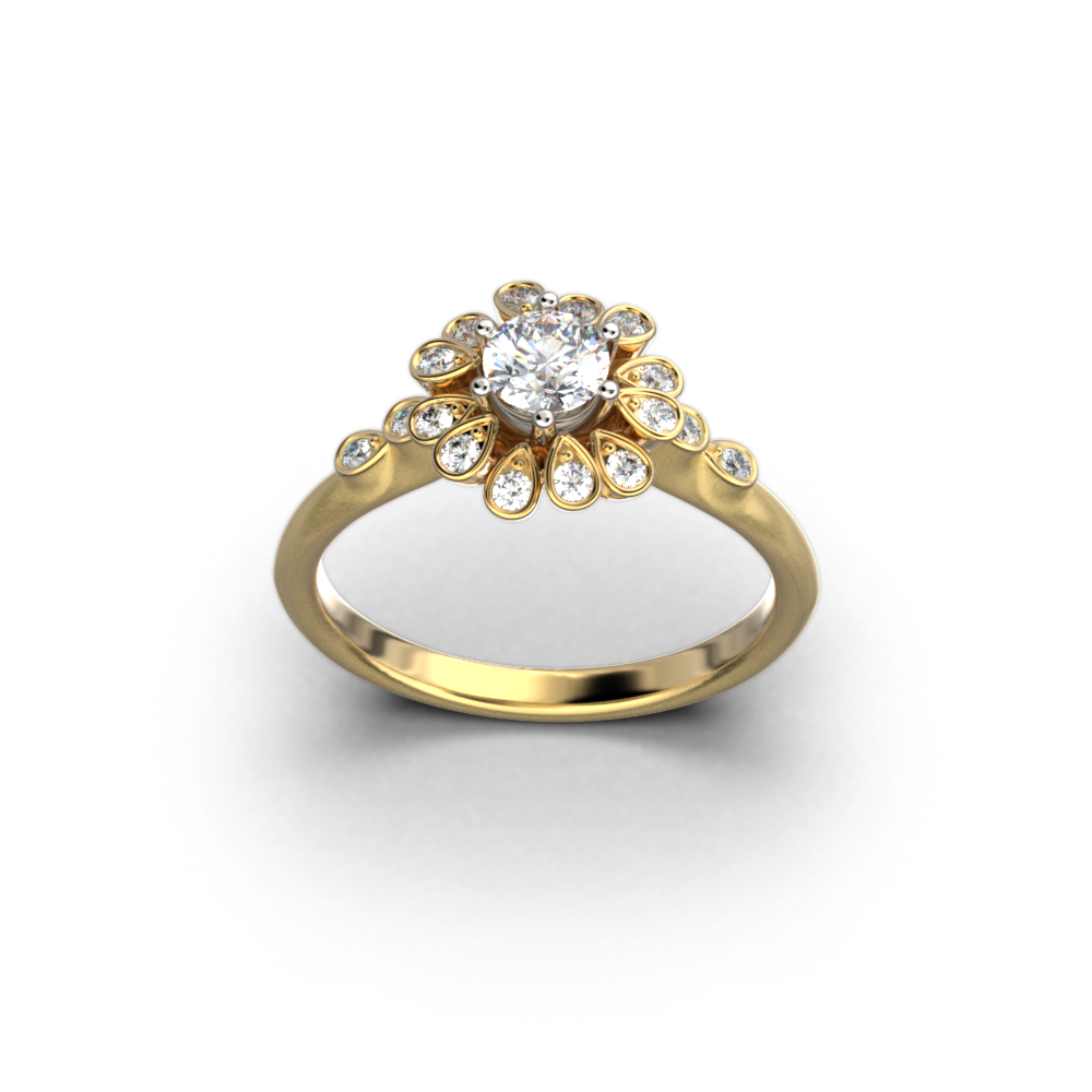 Halo Diamond Engagement Ring Made in Italy - Oltremare Gioielli