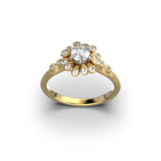 Halo Diamond Engagement Ring Made in Italy - Oltremare Gioielli