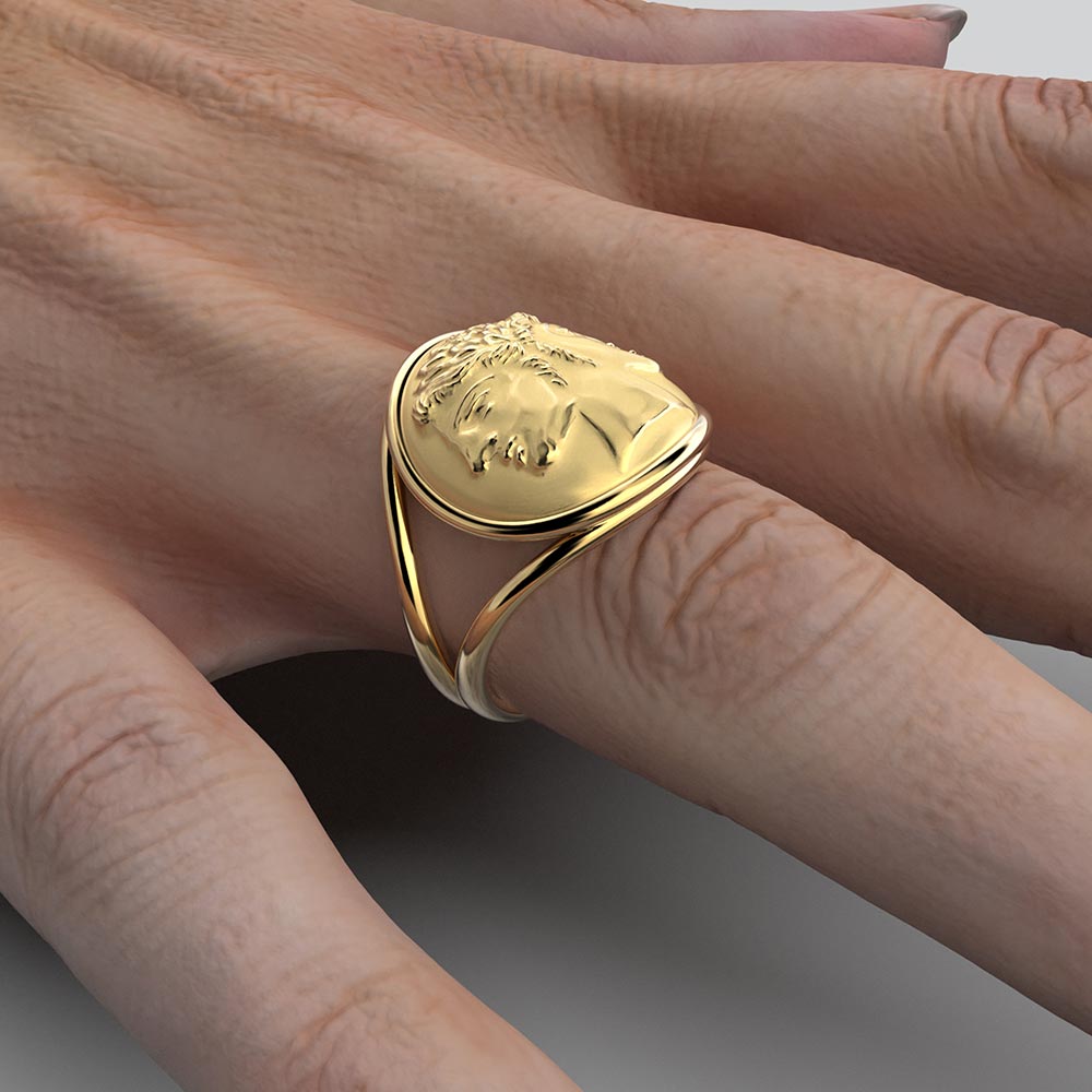 Ancient Roman Style Janus Gold Ring - Oltremare Gioielli