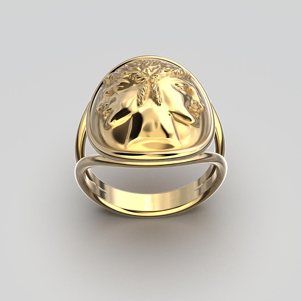 Ancient Roman Style Janus Gold Ring - Oltremare Gioielli