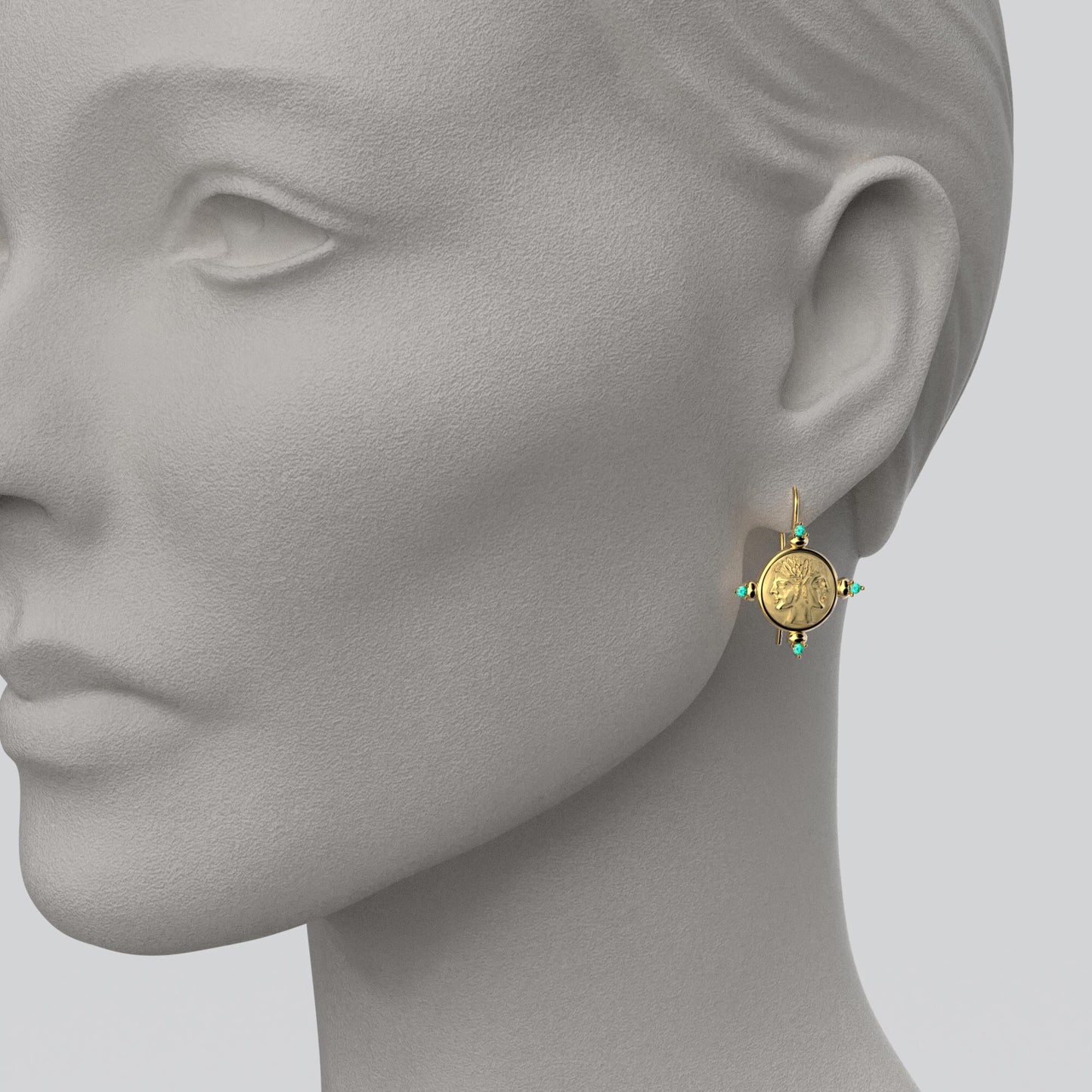 Janus Gold Earrings With Emeralds - Oltremare Gioielli