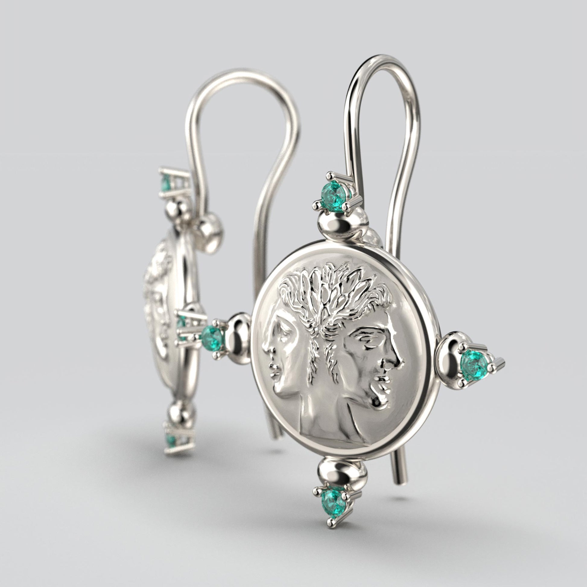 Janus Gold Earrings With Emeralds - Oltremare Gioielli