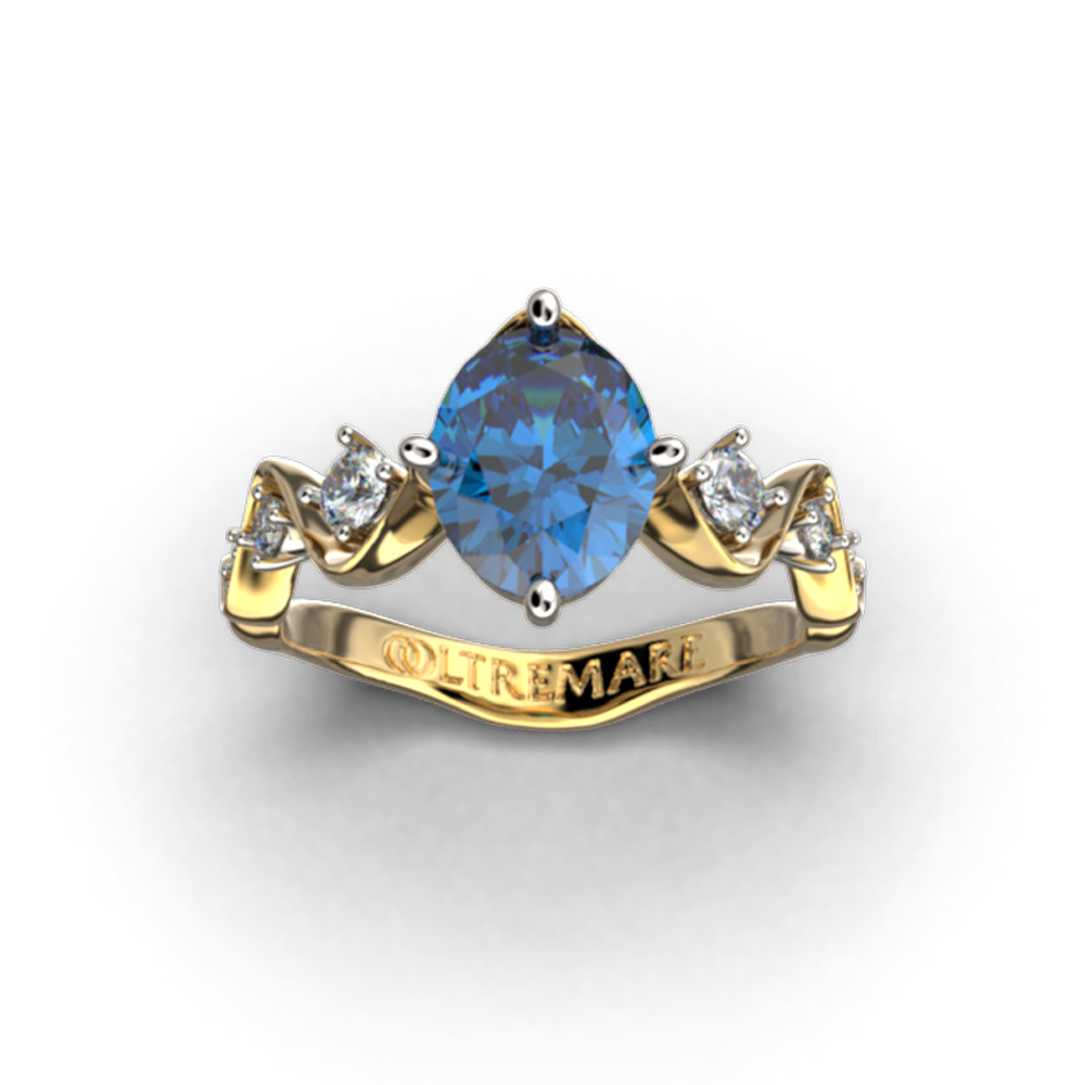 London blue topaz and diamond engagement ring made in Italy