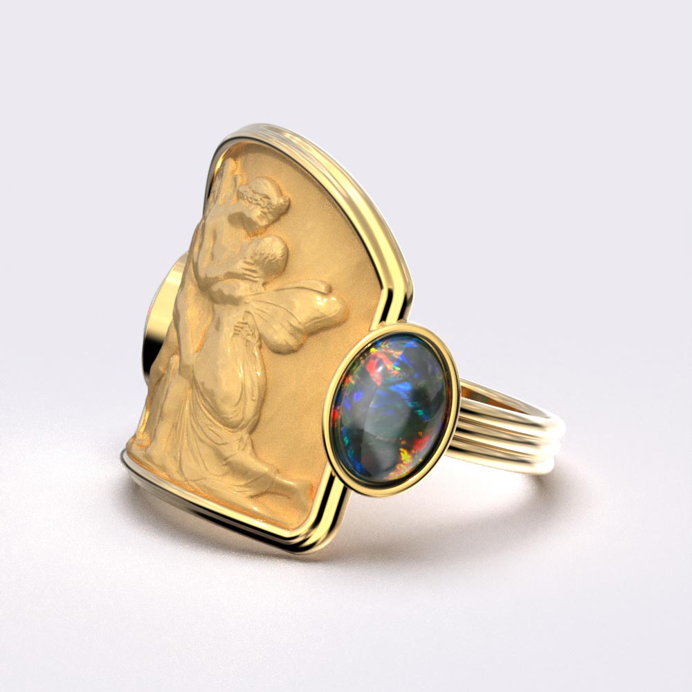 Goldring „Love And Psyche“ mit natürlichen Welo-Opalen