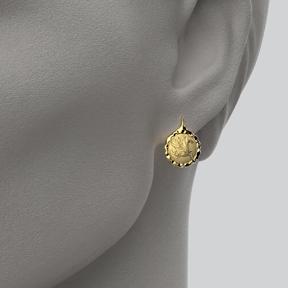 Pegasus Gold Coin Earrings - Oltremare Gioielli