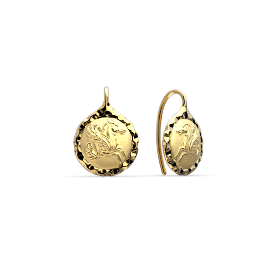 Pegasus Gold Coin Earrings - Oltremare Gioielli