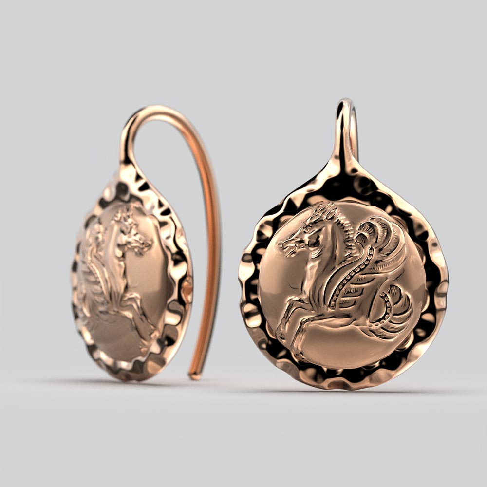 Pegasus Gold Coin Earrings - Oltremare Gioielli