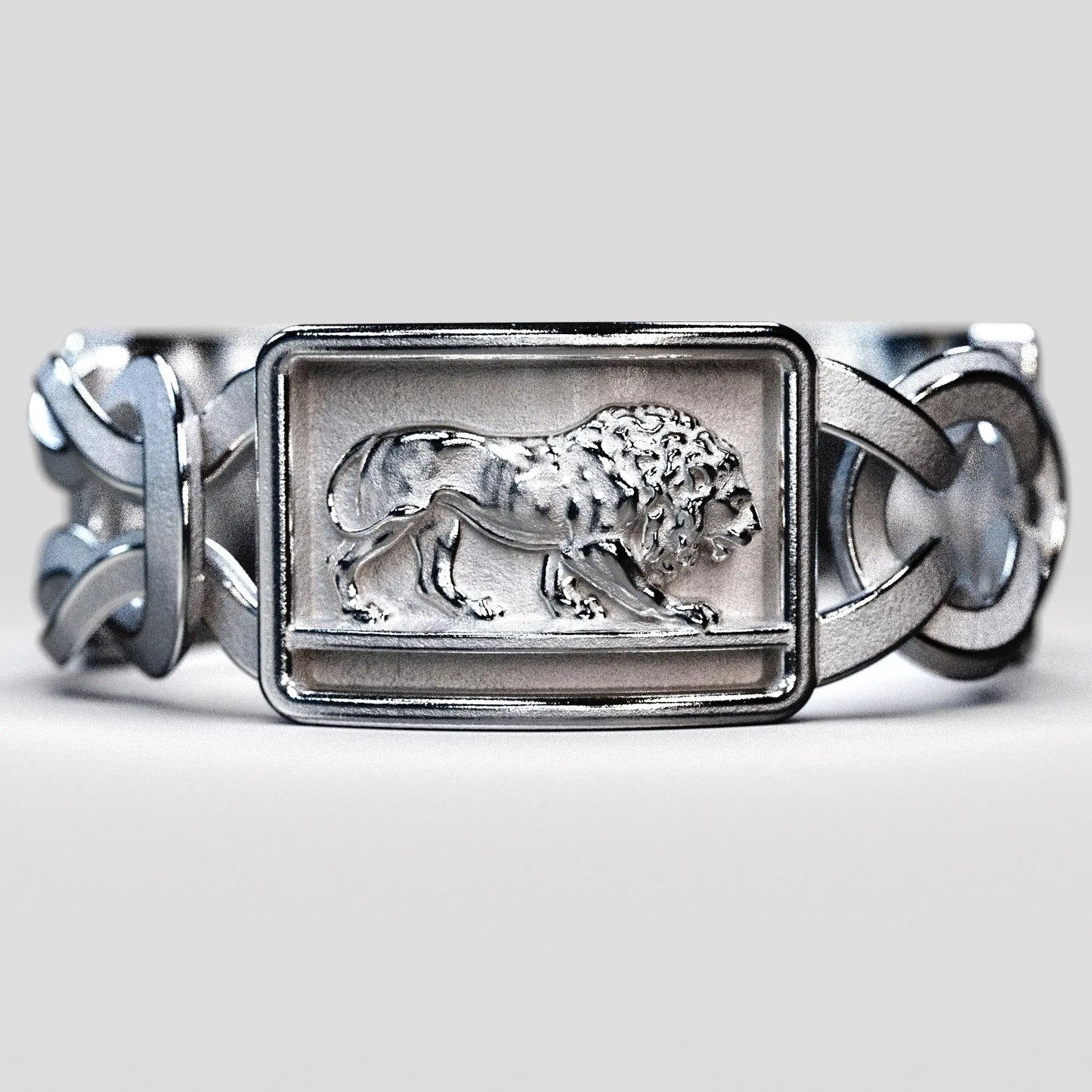 Gold men's ring inspired by Ancient Rome, featuring SPQR inscription, Hercules knots, Roman eagle, lion carvings, and diamonds, crafted in Italy.