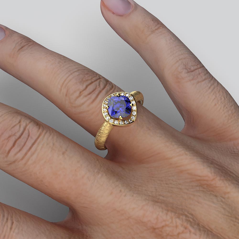 Anello di fidanzamento con tanzanite e diamanti Made in Italy