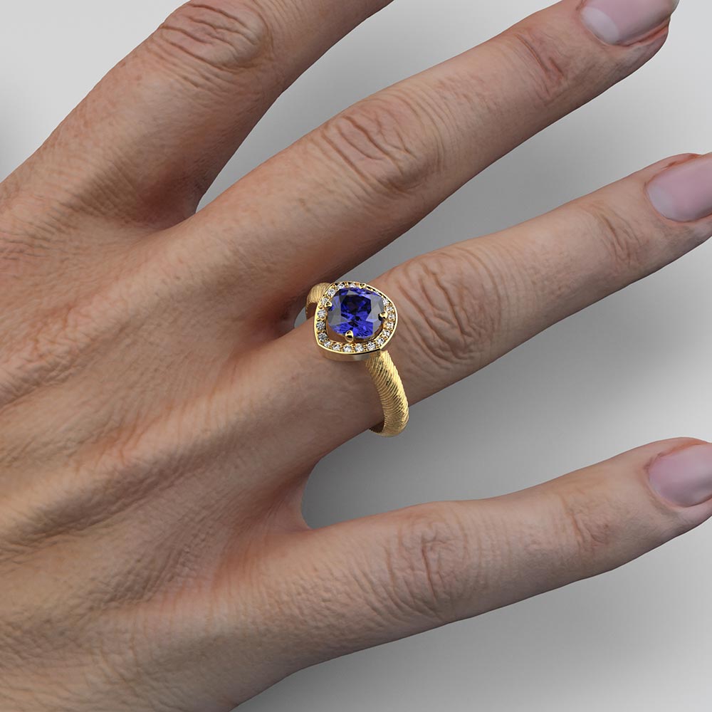 Anello di fidanzamento con tanzanite e diamanti Made in Italy