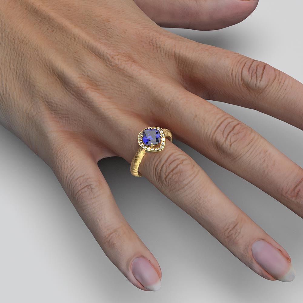 Anello di fidanzamento con tanzanite e diamanti Made in Italy