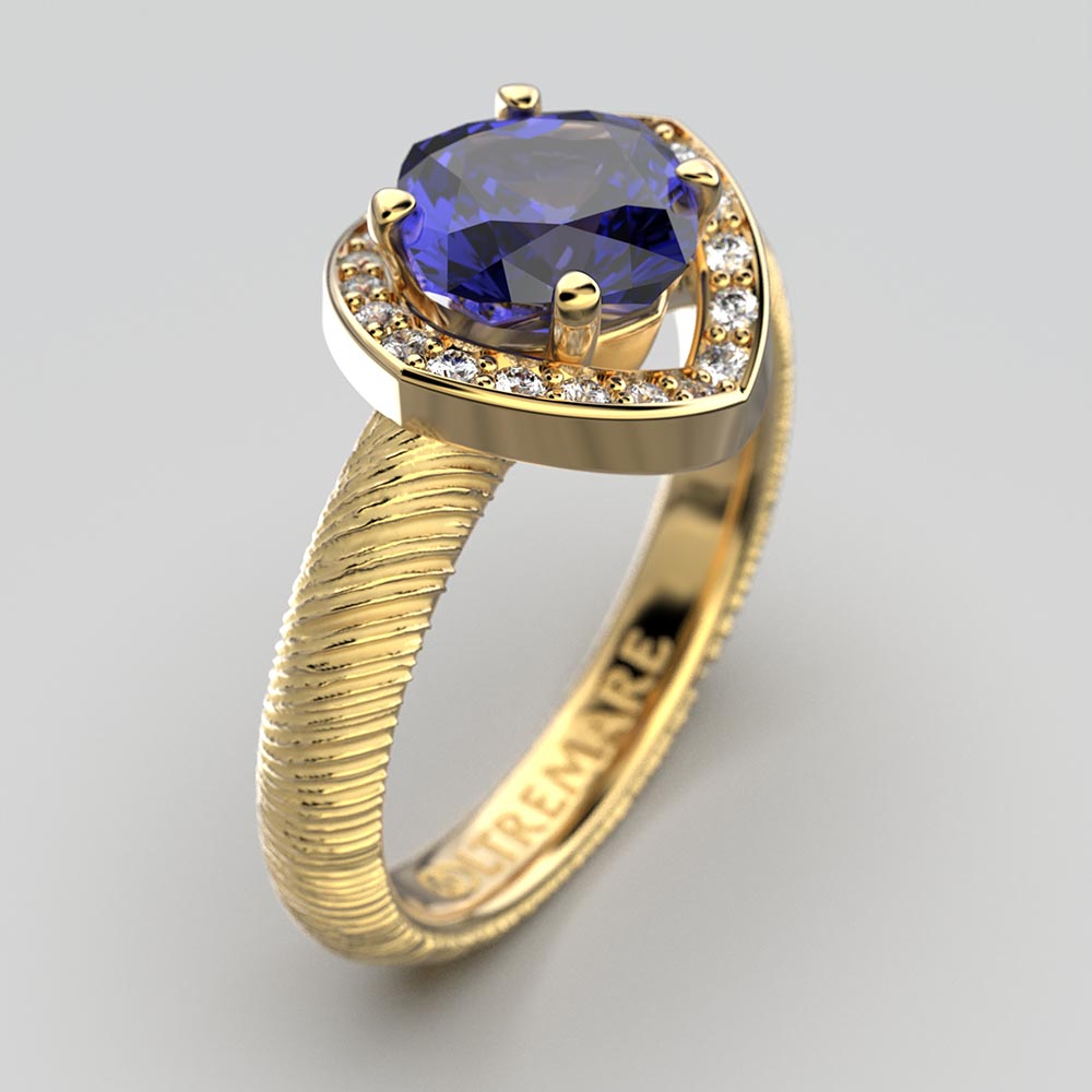 Anello di fidanzamento con tanzanite e diamanti Made in Italy