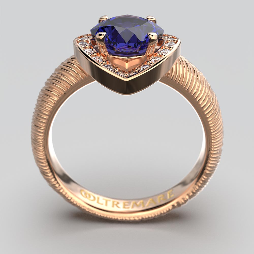 Anello di fidanzamento con tanzanite e diamanti Made in Italy