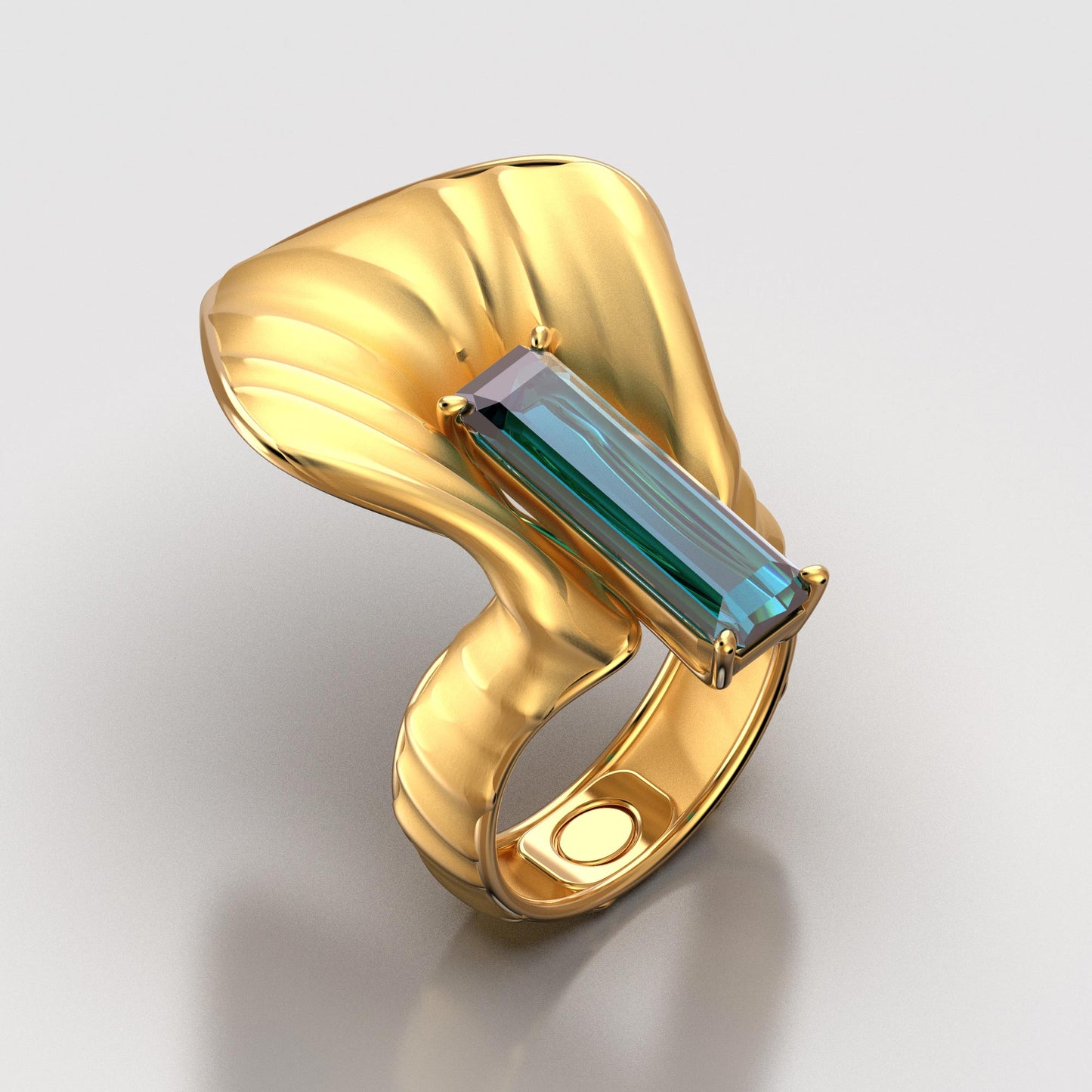 Anello in oro con tormalina indicolite