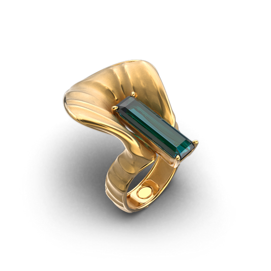 Indicolite Tourmaline Gold Ring