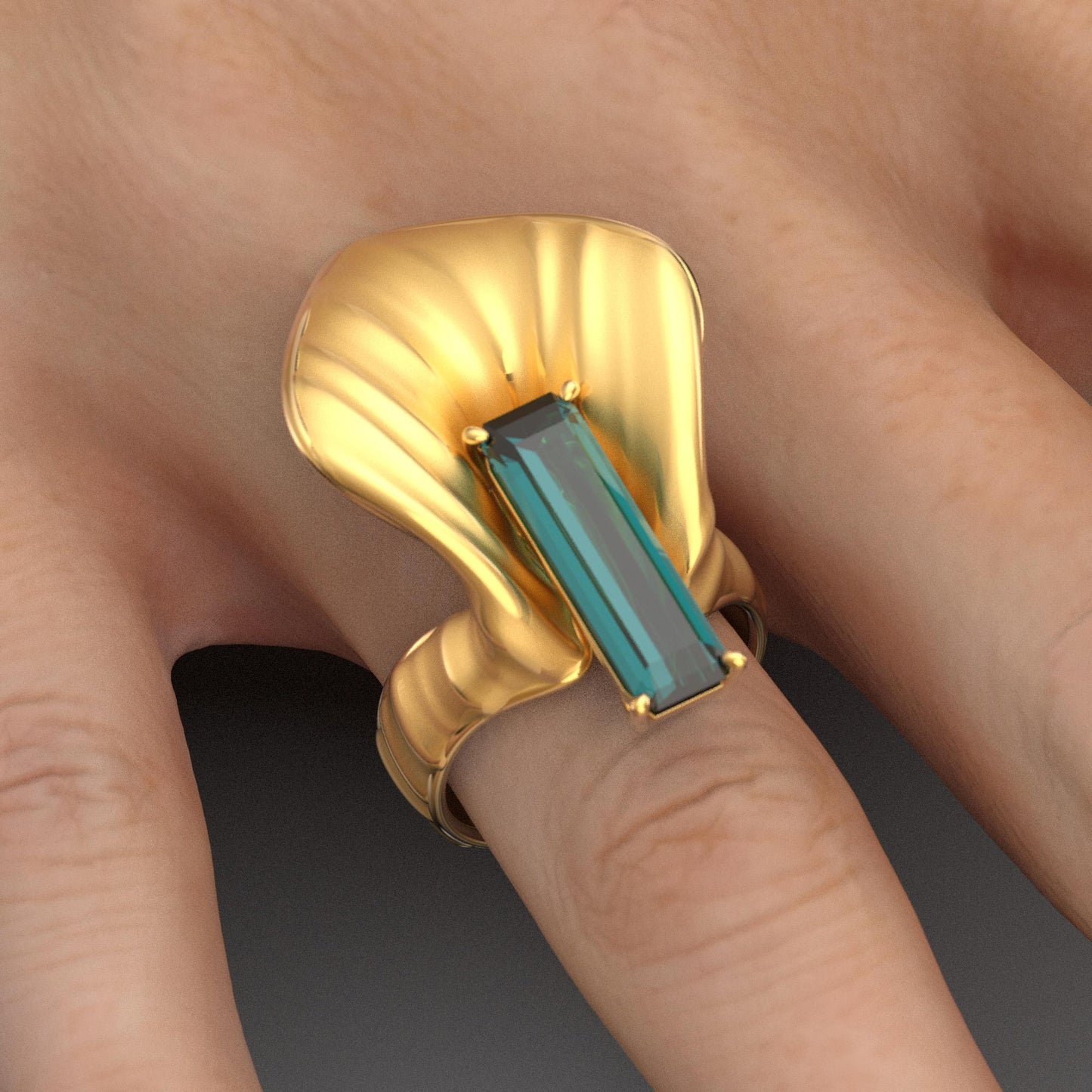 Anello in oro con tormalina indicolite