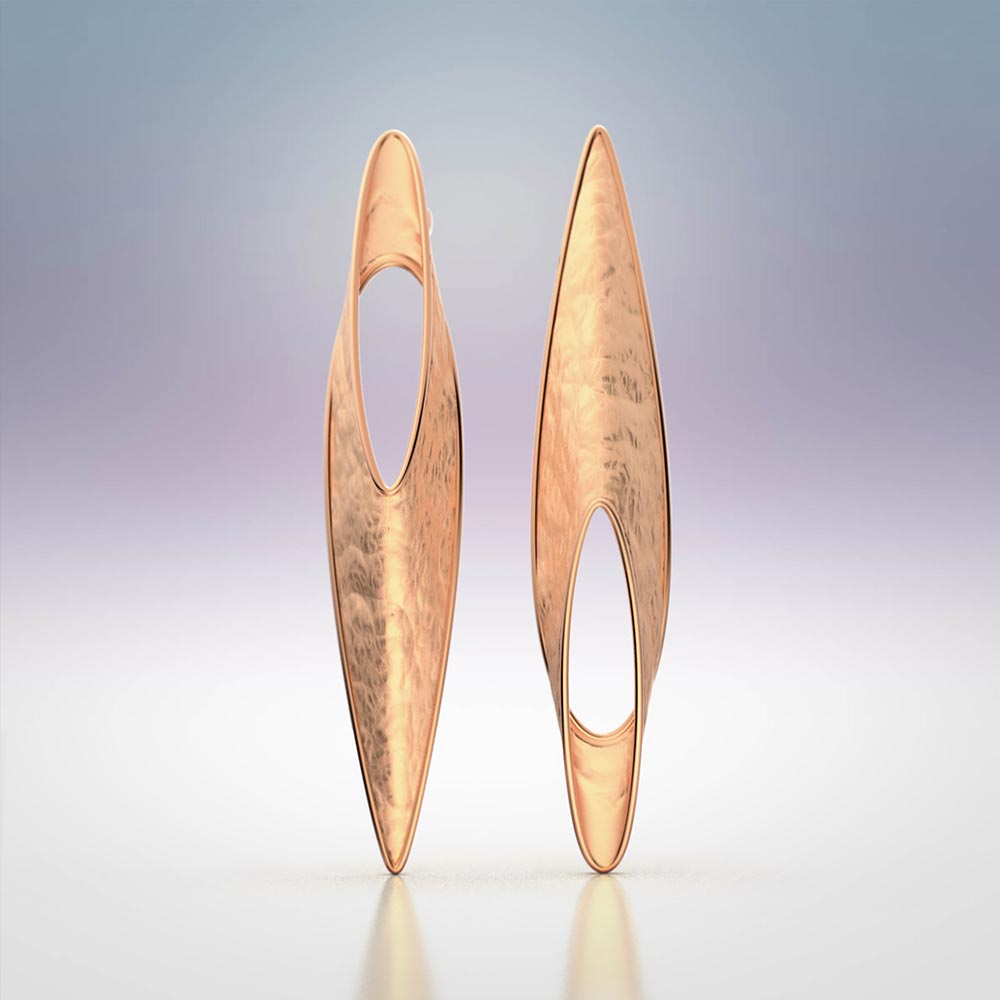 Long Asymmetrical Gold Earrings - Oltremare Gioielli