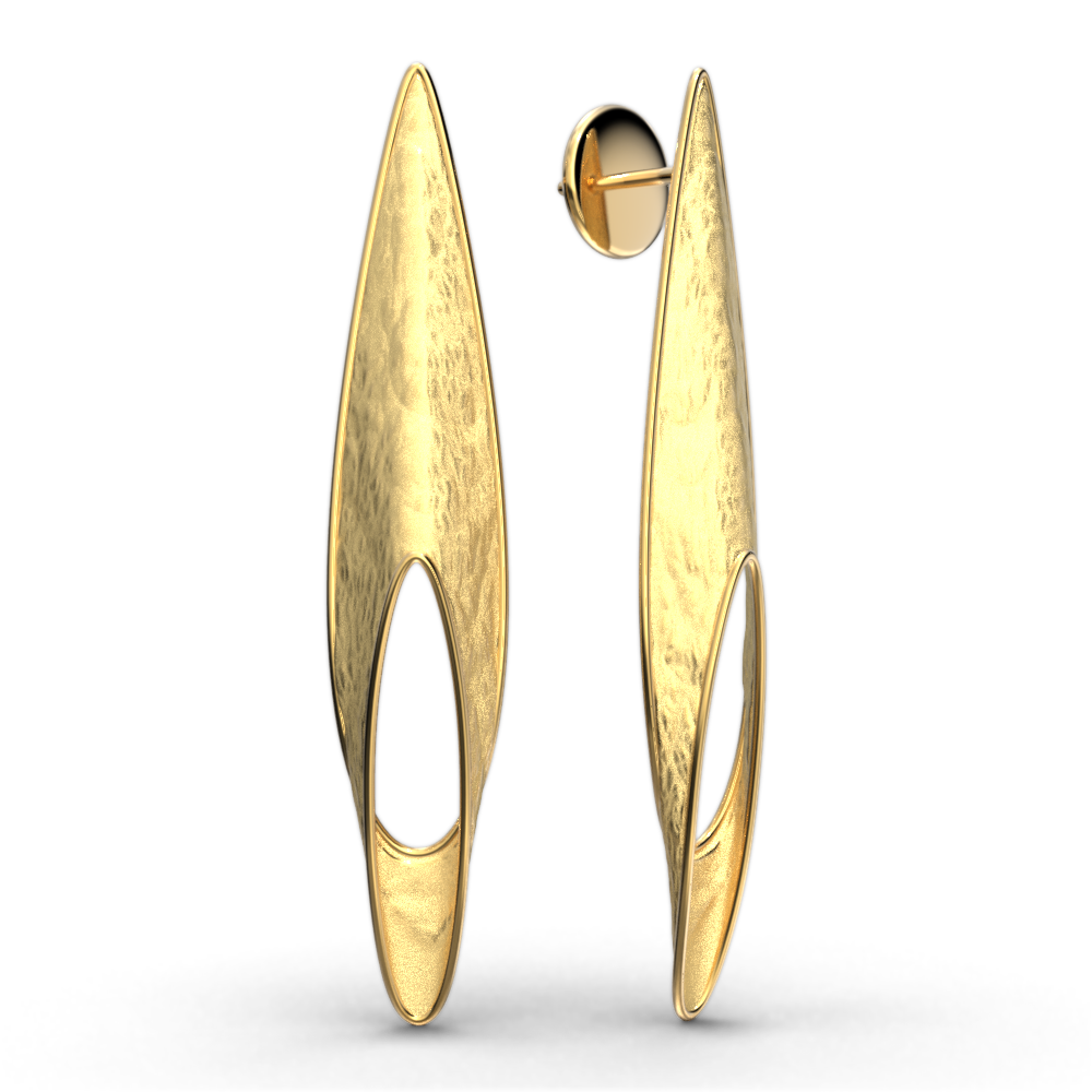 Asymmetrical gold earrings,modern Italian fine jewelry earrings in 14k or 18k 