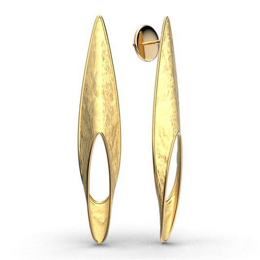 Asymmetrical gold earrings,modern Italian fine jewelry earrings in 14k or 18k 