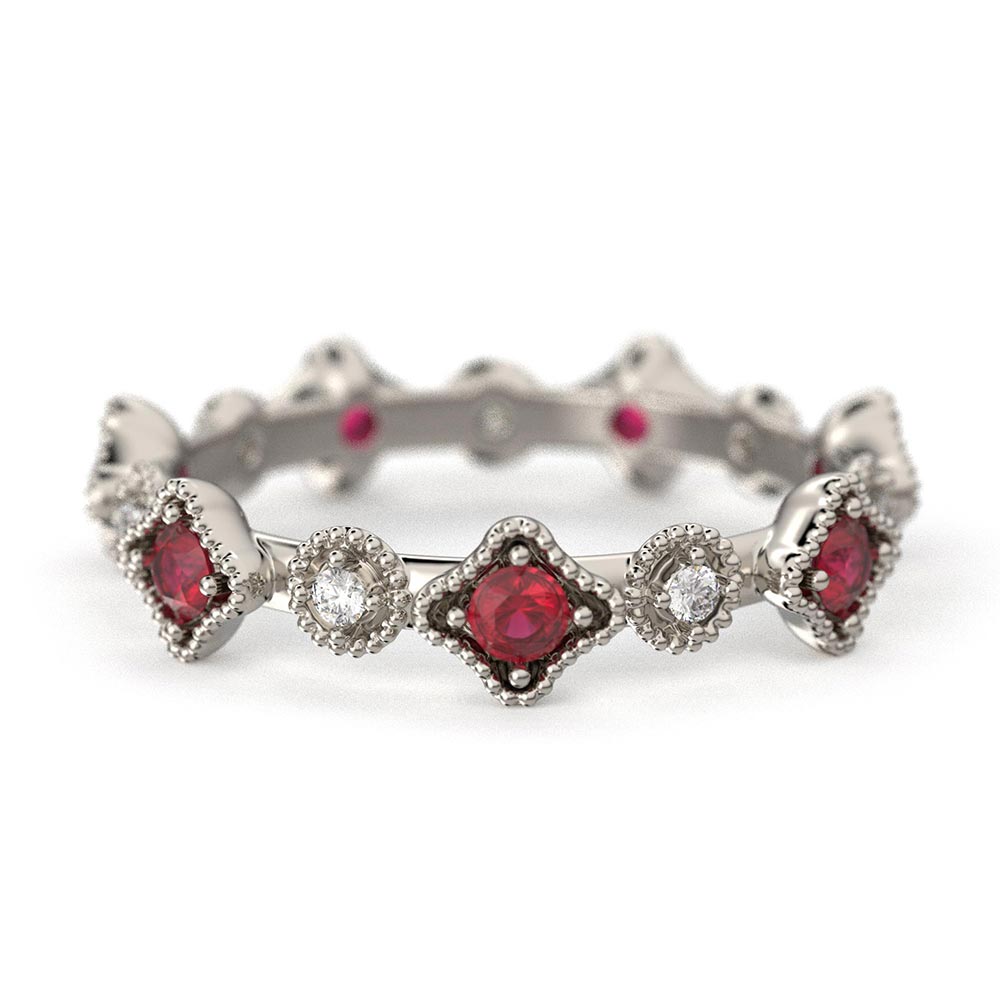 Ruby and Diamond Ring, Eternity Gold Band
