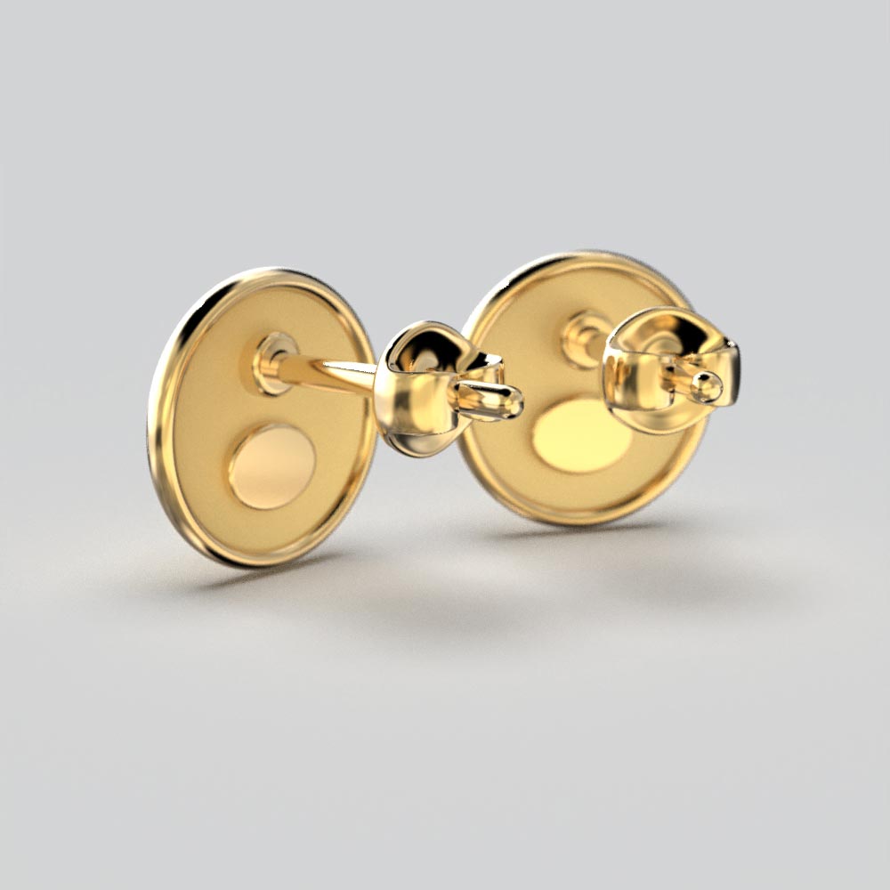 Round Gold Stud Earrings with Leaf Texture - Oltremare Gioielli